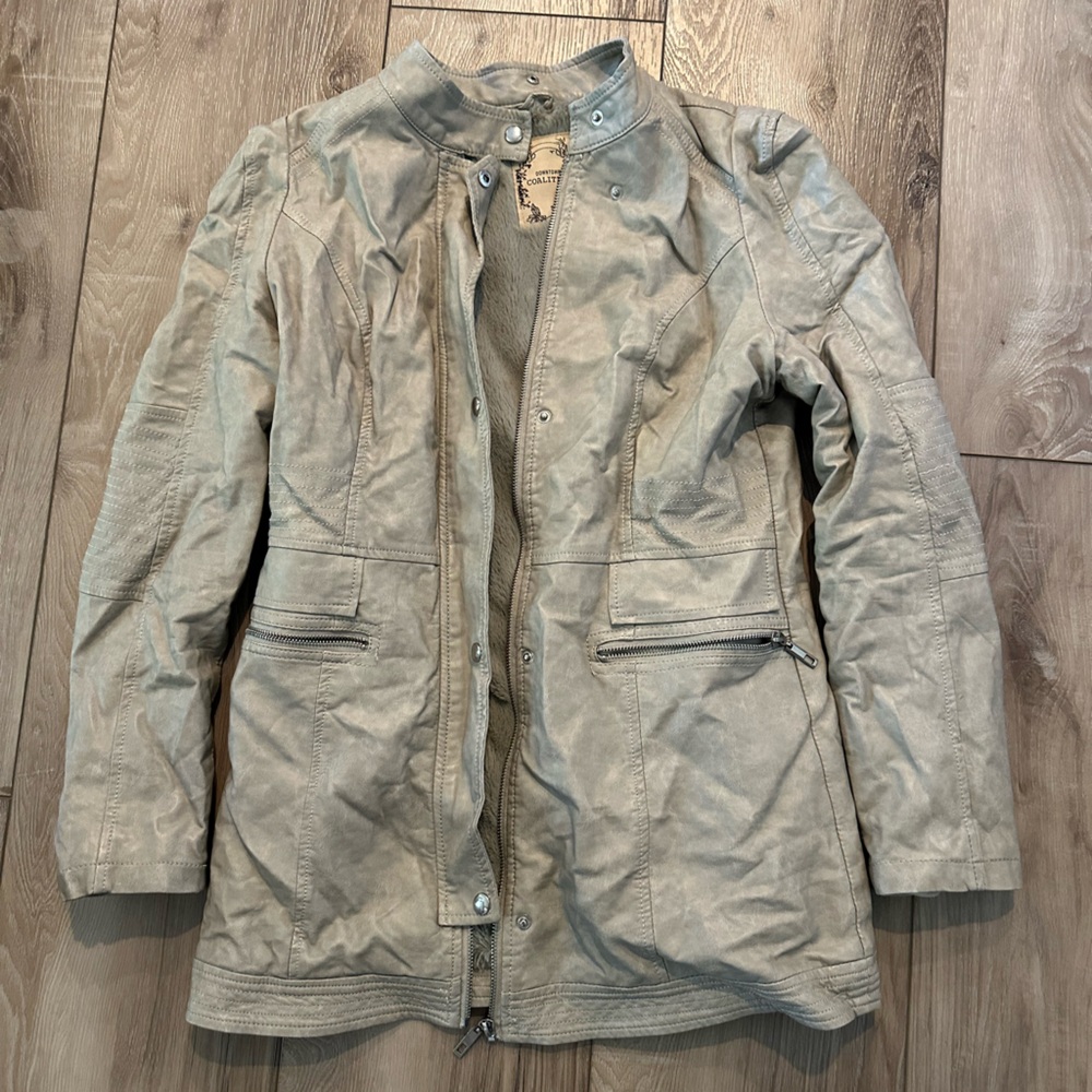 Beige Leather Jacket